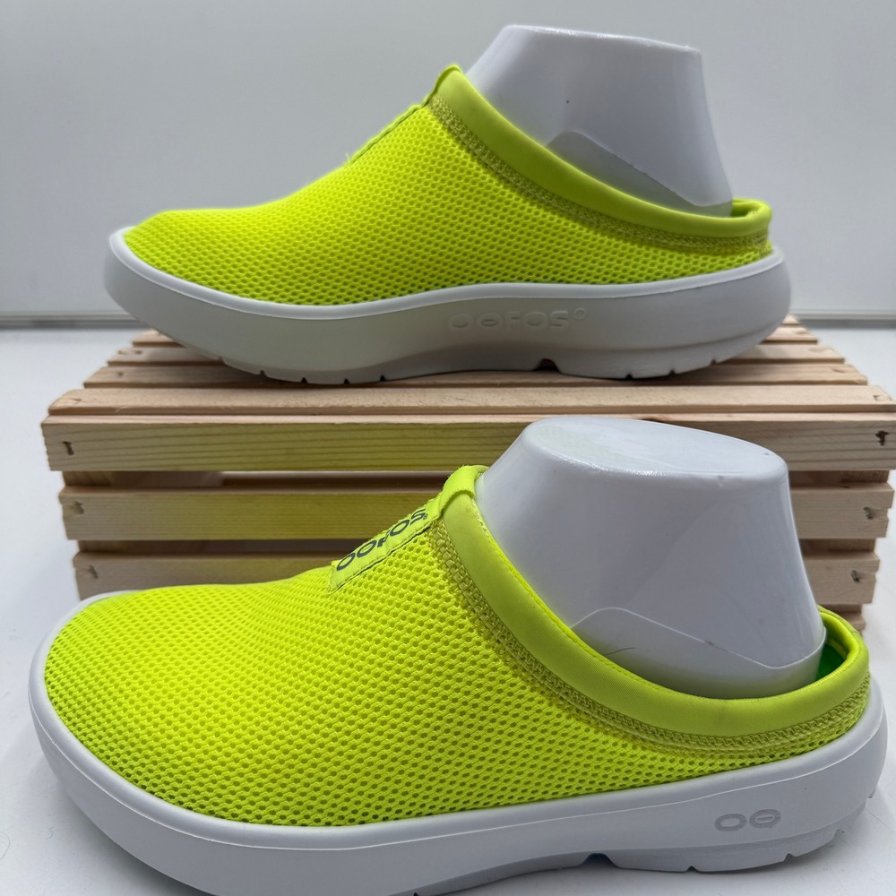 OOFOS OOcoozie Sport Mule Electro Neon Yellow Recovery Slip On Shoes Womens 9